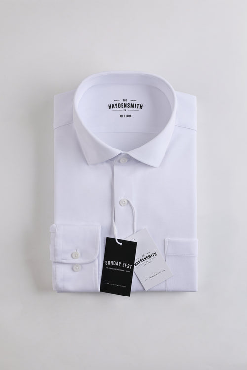 SUNDAY BEST church shirt, front view, folded with label tags