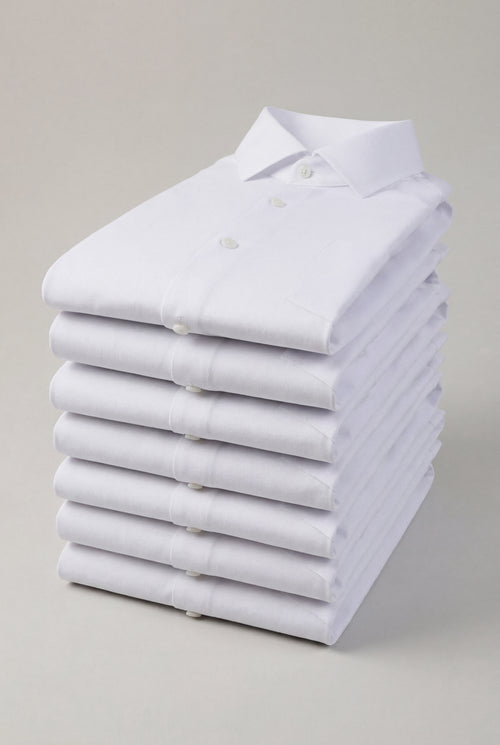 SUNDAY BEST 7-Pack: seven white long-sleeve church shirts, one for every day